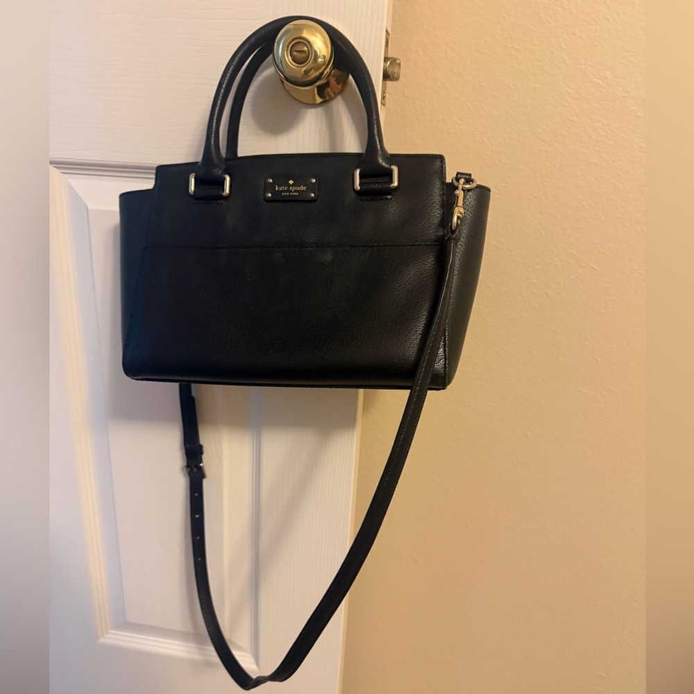kate spade Black Pebbled Leather Satchel with Crossbody Strap